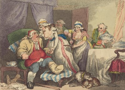 गाउट में आराम, 1785। द्वारा थॉमस रोलैंड्सन