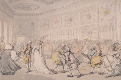 गार्ड चैंबर, सेंट जेम्स पैलेस, लंदन से गुजरने वाले दरबारी, c1808 द्वारा थॉमस रोलैंड्सन