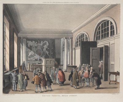 आबकारी कार्यालय, ब्रॉड स्ट्रीट, 1810। द्वारा थॉमस रोलैंड्सन
