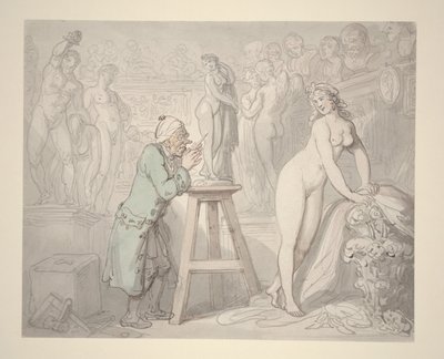 जोसेफ नोलकेन्स इन हिज स्टूडियो, c.1810 (कागज पर पेंसिल, स्याही और पानी के रंग का) द्वारा थॉमस रोलैंड्सन