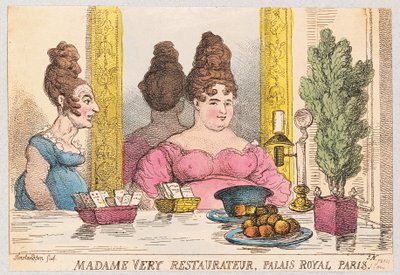 मैडम वेरी, रेस्ट्रॉटर, पालिस रॉयल, पेरिस, पब। 1814 (हाथ के रंग का उत्कीर्णन) द्वारा थॉमस रोलैंड्सन