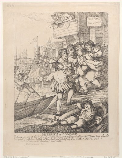 लंदन की दुर्दशा: लंदन के किसी भी पुल या किसी दर्रे पर प्रवेश करना..., 14 जुलाई, 1807। द्वारा थॉमस रोलैंड्सन