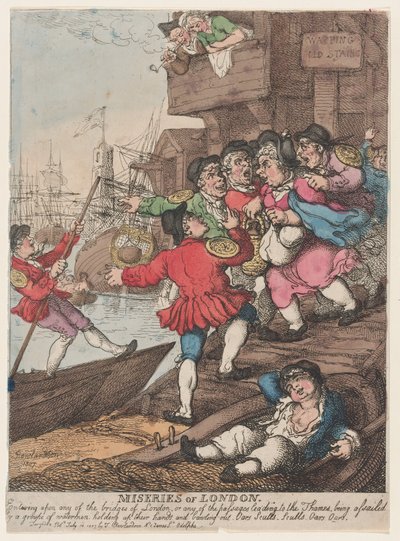 लंदन की दुर्दशा: लंदन के किसी भी पुल या किसी दर्रे पर प्रवेश करना..., 14 जुलाई, 1807। द्वारा थॉमस रोलैंड्सन