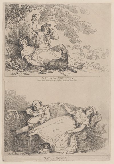 नेप इन द कंट्री, नेप इन टाउन, 1785., 1785। द्वारा थॉमस रोलैंड्सन