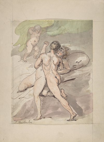 नग्न युगल आलिंगन, 1780-1827। द्वारा थॉमस रोलैंड्सन