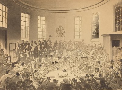 रॉयल कॉक पिट, 1808 में प्रकाशित। द्वारा थॉमस रोलैंड्सन