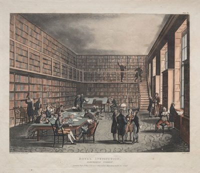 रॉयल इंस्टीट्यूशन, एल्बमर्ले स्ट्रीट, 1809। द्वारा थॉमस रोलैंड्सन