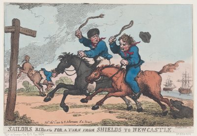 शील्ड्स से न्यूकैसल तक एक मोड़ के लिए नाविकों की सवारी, 1 नवंबर, 1804, 1 नवंबर, 1804। द्वारा थॉमस रोलैंड्सन