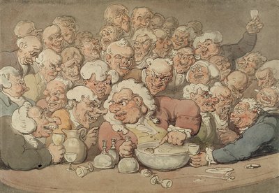 पंच की सेवा, c.1815-20 (कागज पर पेंसिल और स्याही और पानी के रंग का) द्वारा थॉमस रोलैंड्सन