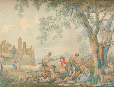 भेड़-बाल काटना, c1776-1827, 1906 द्वारा थॉमस रोलैंड्सन