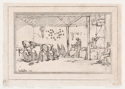 शूइंग: द विलेज फ़ोर्ज ए फ़ारियर शॉप, 1787., 1787। द्वारा थॉमस रोलैंड्सन