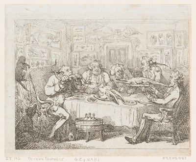 सर जोसेफ बैंक्स अबाउट टू ईट एन एलीगेटर 'द फिश सपर', 1788 या बाद में, 1788 या बाद में। द्वारा थॉमस रोलैंड्सन