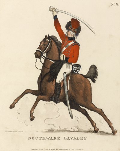 साउथवार्क कैवलरी, c.1799 (रंगीन एक्वाटिंट) द्वारा थॉमस रोलैंड्सन