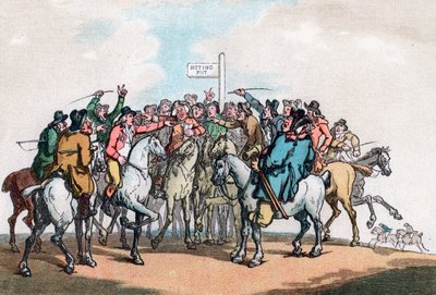 द बेटिंग पोस्ट, हमोस ऑफ़ फॉक्स हंटिंग, 1799। द्वारा थॉमस रोलैंड्सन