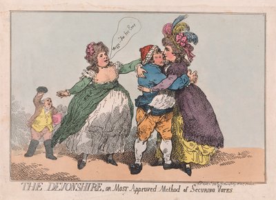 Devonshire, या अधिकांश स्वीकृत विधि सुरक्षित वोट, पब। 1784 (हाथ के रंग का उत्कीर्णन) द्वारा थॉमस रोलैंड्सन