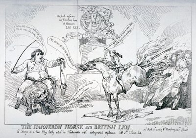 हनोवरियन घोड़ा और ब्रिटिश शेर, 1784 द्वारा थॉमस रोलैंड्सन