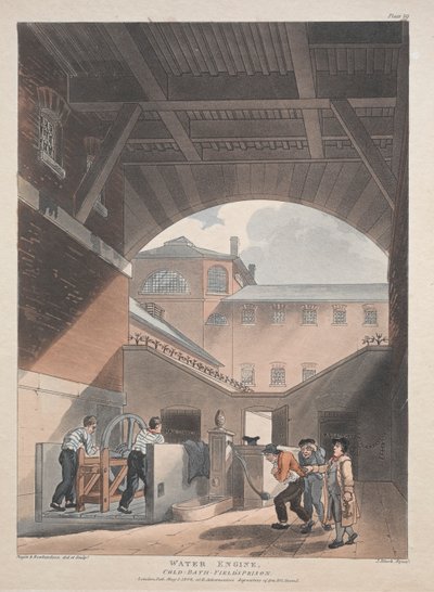 वाटर इंजन, कोल्ड बाथ, फील्ड्स प्रिज़न, 1808। द्वारा थॉमस रोलैंड्सन