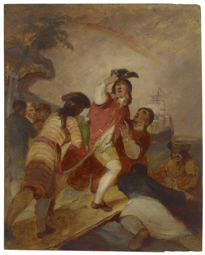 रॉबिन्सन क्रूसो और हिज मैन फ्राइडे लीव द आइलैंड, c.1856 द्वारा थॉमस सुली
