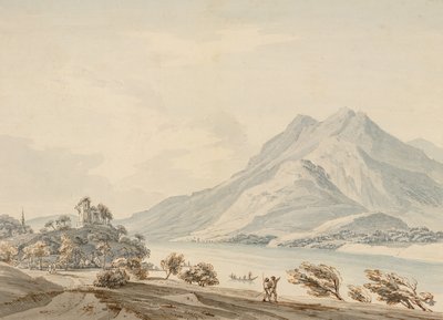 लुंगी की झील पर रिगी पर्वत और प्राचीन महल हाप्सबर्ग द्वारा थॉमस सुंदरलैंड