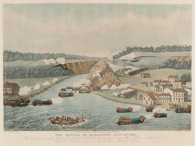 'क्वीनस्टन की लड़ाई, 13 अक्टूबर 1813' (एक्वाटिंट, रंगीन) द्वारा थॉमस सदरलैंड