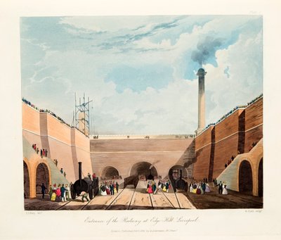 एज हिल पर रेलवे का प्रवेश, लिवरपूल, 1831 द्वारा थॉमस टैलबोट बरी