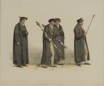 कुलपति, एस्क्वायर बीडल, येमन बीडल, वेरगर, जे। अगार द्वारा उत्कीर्ण, आर। एकरमन की &39;हिस्ट्री ऑफ ऑक्सफोर्ड&39;, 1813 में प्रकाशित (हाथ से रंगा हुआ उत्कीर्णन) द्वारा थॉमस उविंस