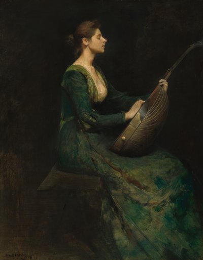 लेडी विद ए ल्यूट, 1886। द्वारा थॉमस विल्मर डेविंग