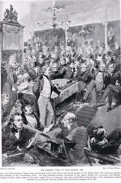 घर में सर रॉबर्ट पील, 1846, &39;हचिंसन की कहानी ब्रिटिश नेशन की कहानी&39;, c.1923 द्वारा थॉमस वाल्टर विल्सन