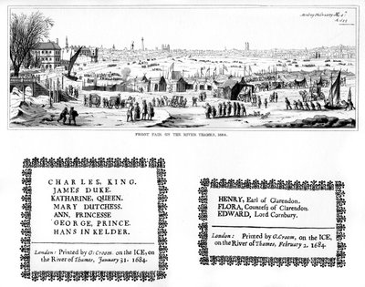 टेम्स नदी पर फ्रॉस्ट मेला, और छपाई के नमूने, फरवरी 1684, 1840 द्वारा थॉमस व्याक