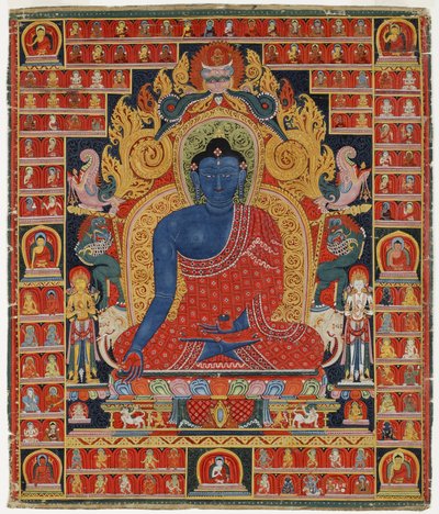 बुद्ध, सुप्रीम हीलर (कपास पर अपारदर्शी wc) द्वारा तिब्बती स्कूल