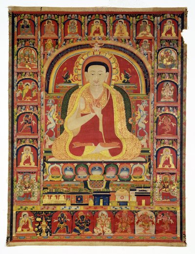 ग्रेट थांग्पा का पोर्ट्रेट (1142-1210) 13 वीं सदी के अंत में (अपारदर्शी wc और सोना कपास पर) द्वारा तिब्बती स्कूल