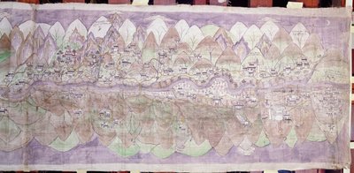 त्सारी रोंगकोर (चित्रित कपड़ा) का चंद्रमा अंत द्वारा तिब्बती स्कूल