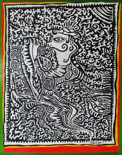 स्पिरिट जिनी, 2011, लकड़ी पर तेल द्वारा टिमोथी नाथन जोएली