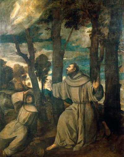सेंट फ्रांसिस स्टिग्माटा प्राप्त कर रहे हैं द्वारा टिटियन (c.1488-1576)