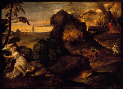 Tiziano Vecellio द्वारा Orphee और Eurydice पेंटिंग जिसे Titian कहा जाता है (ca. 1490-1576)। १६वीं शताब्दी एकेडेमिया कैरारा, बर्गमो द्वारा टिज़ियानो वेकेली