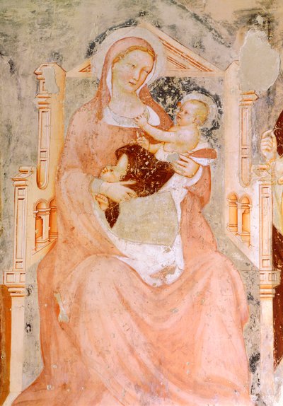 मैडोना एंड चाइल्ड, टॉमासो दा मोडेना (1326-1379), फ्रेस्को, चर्च ऑफ सैन फ्रांसेस्को, ट्रेविसो द्वारा द्वारा टोमासो दा (15वीं शताब्दी के अंत में) मोडेना