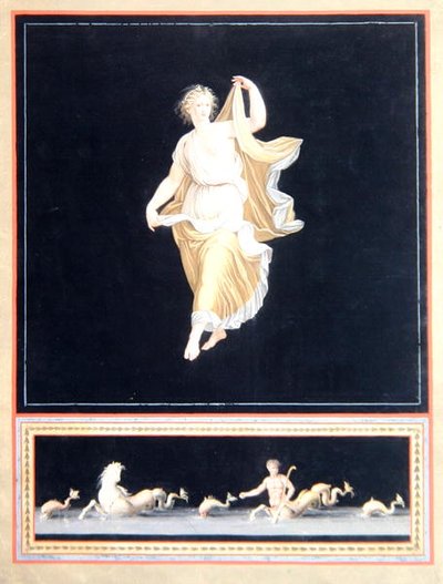 पोम्पियन अलंकारिक पेंटिंग की प्रतिलिपि, एक मनोरम वॉलपेपर डिजाइन, c,1790 द्वारा तोमासो पिरोली