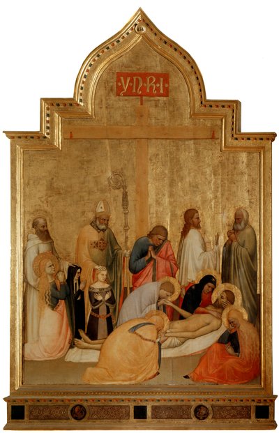 संत रेमिगियस और संत बेनेडिक्ट के साथ पिएटा (लकड़ी पर तापमान, c.1365) द्वारा टॉमासो डी स्टेफानो जियोटिनो