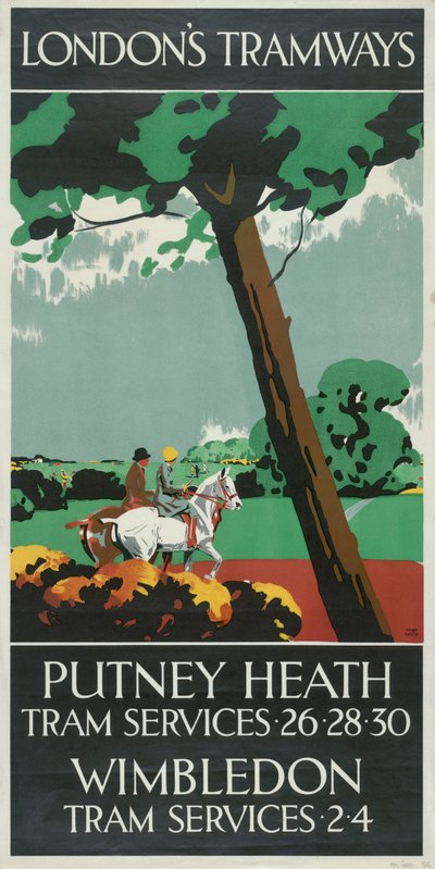 'पुटनी हीथ, विंबलडन', लंदन काउंटी काउंसिल एलसीसी ट्रामवेज़ पोस्टर, 1927 द्वारा टोनी कैसल