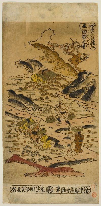ग्रीष्मकाल: चावल की रोपाई (नत्सु: ताऊ नो ज़ू), quot;किसानों के चार मौसम (शिकी नो हयाकुशो)quot; श्रृंखला से क्रमांक 2 द्वारा तोरी कियोमासु II