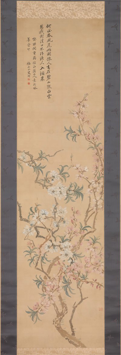 रेड एंड व्हाइट पीच ब्लॉसम, 1843। द्वारा त्सुबाकी चिनज़ान