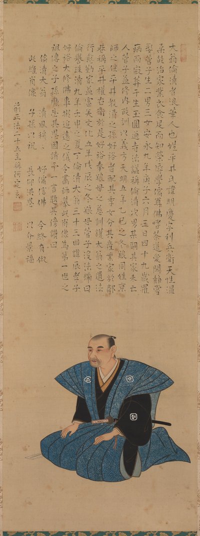 समुराई के चित्रों की जोड़ी- अधिकारी: हीराई रिंसी, 1776। द्वारा त्सुकिओका सेतेती
