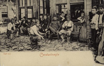 तुर्की कॉफी हाउस, कॉन्स्टेंटिनोपल, 1898 द्वारा तुर्की का फोटोग्राफर