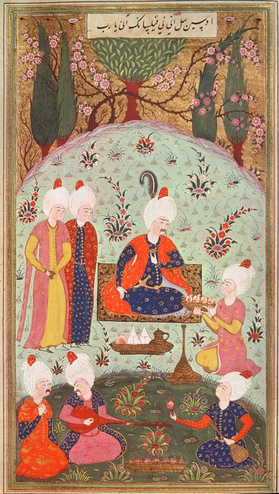TSM H.804 और H.806 क्राउन प्रिंस बगीचे में भोजन के साथ जीत का जश्न मनाते हैं, 1534 द्वारा तुर्की स्कूल