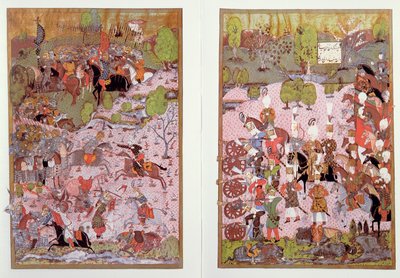 1526, तुर्क और हंगेरियन के बीच मोह्क्स की लड़ाई, इस्तांबुल में टोपकापी संग्रहालय में संरक्षित एक लघु द्वारा तुर्की स्कूल