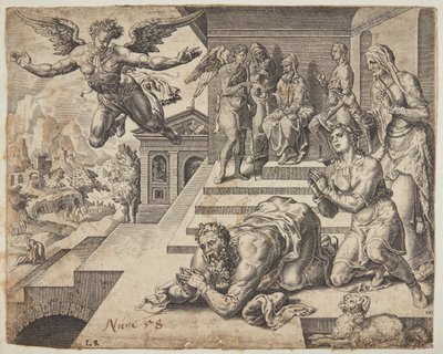 प्रस्थान और देवदूत द्वारा Maarten van Heemskerck