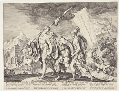 अंधा शाऊल दमिश्क को ले गया द्वारा Maarten van Heemskerck