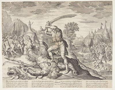 डेविड ने गोलियथ का सिर काट दिया द्वारा Maarten van Heemskerck