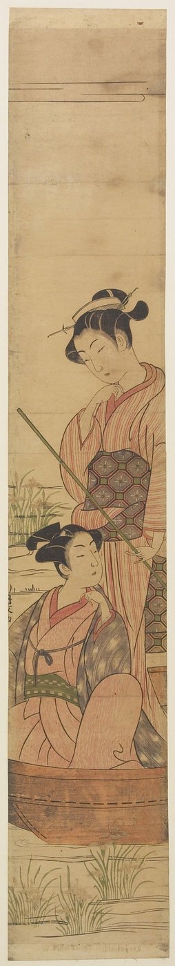 चंद्रमा के नीचे एक नाव में युवा युगल, c.1770-72 द्वारा Uchimasa