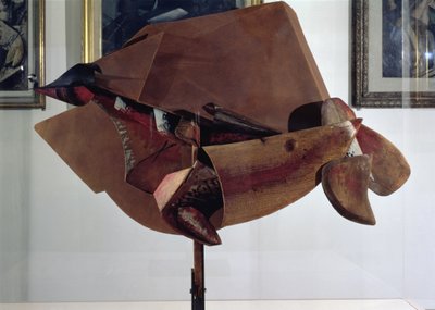 आंदोलन और घरों में एक घोड़े की गतिशीलता (मिश्रित मीडिया) द्वारा Umberto Boccioni